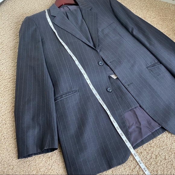 MENS T.M.LEWIN GREY PINSTRIPE 2PC SUIT SET SIZE 42 R - Picture 3 of 13